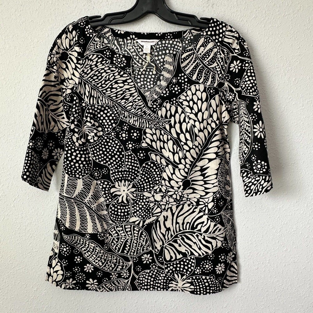 Tori Richard Honolulu Black Tan Tunic Top